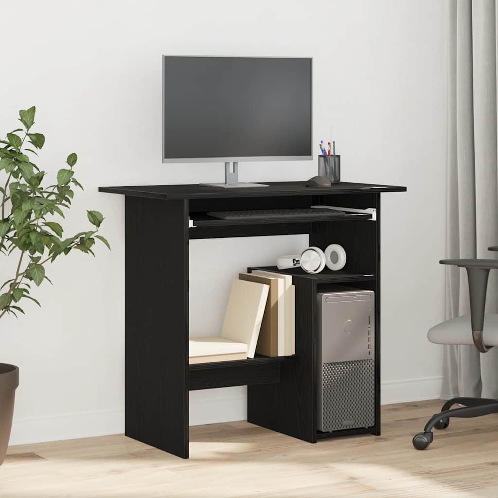 skrivebord 80 x 45 x 74 cm konstrueret træ sort egetræsfarve