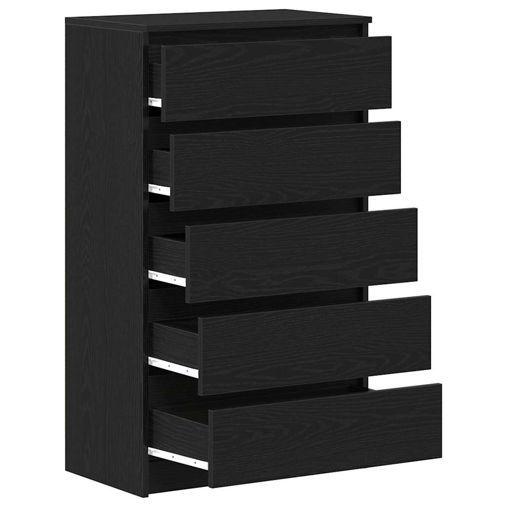 kommode 60x36x103 cm konstrueret træ sort egetræsfarve