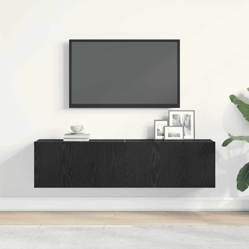 tv-bord 120x30x30,5 cm konstrueret træ sort egetræsfarve