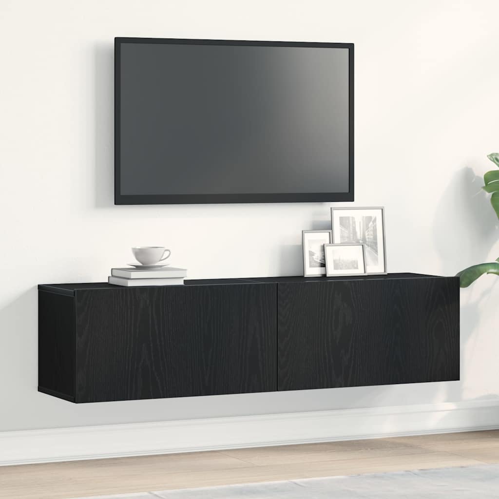 tv-bord 120x30x30,5 cm konstrueret træ sort egetræsfarve