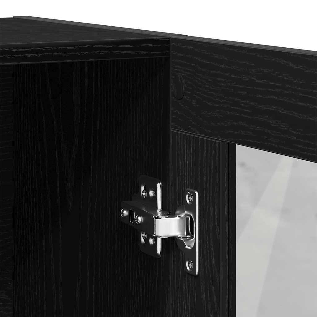 bogskab 82,5x30,5x115 cm konstrueret træ sort egetræsfarve