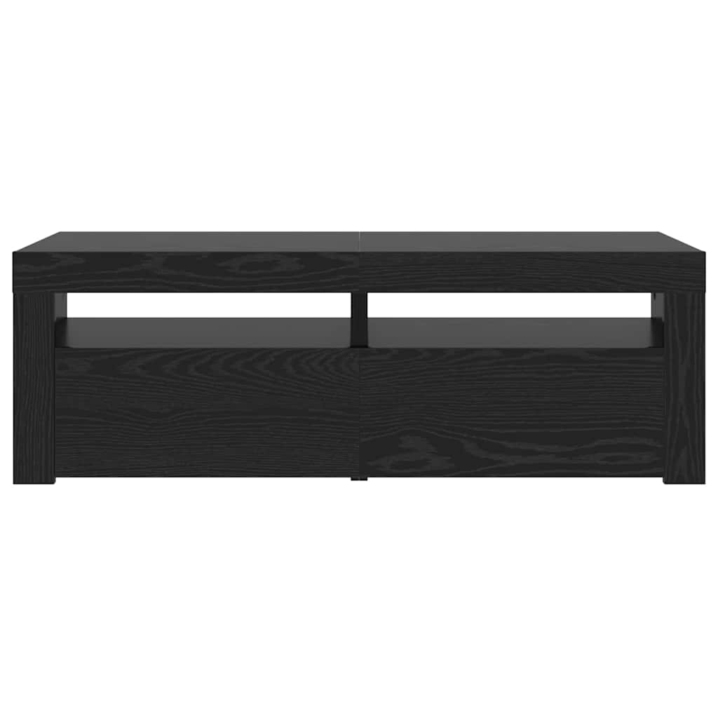 tv-bord med LED-lys 120x35x40 cm konstrueret træ sort egetræ