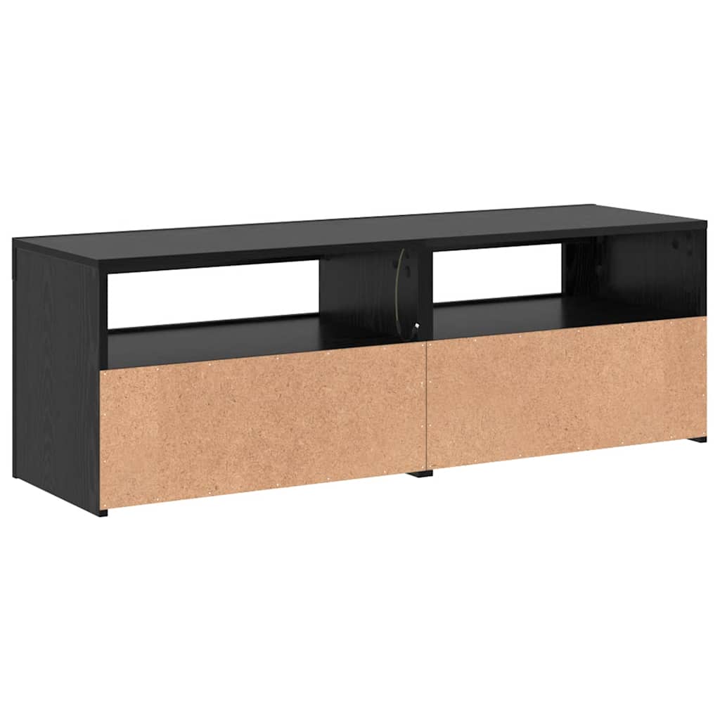 tv-bord med LED-lys 120x35x40 cm konstrueret træ sort egetræ