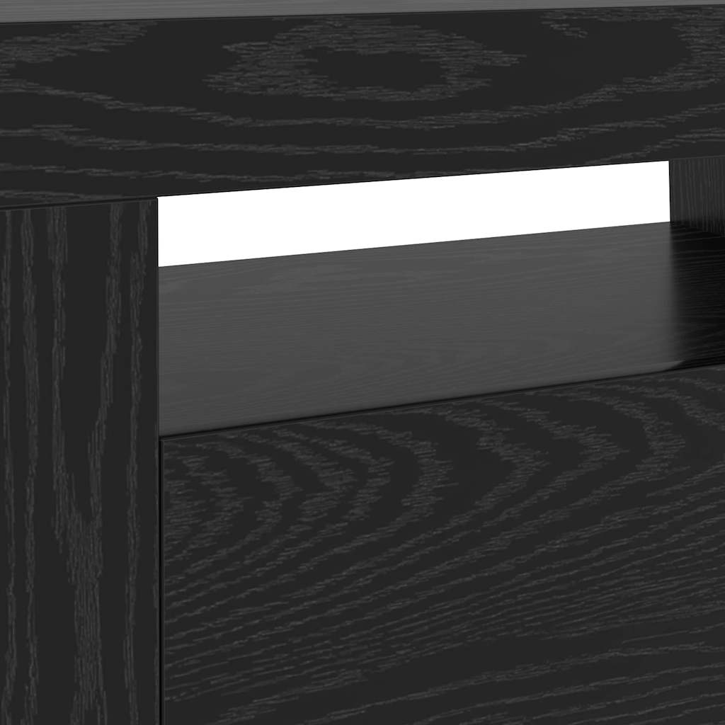 tv-bord med LED-lys 120x35x40 cm konstrueret træ sort egetræ