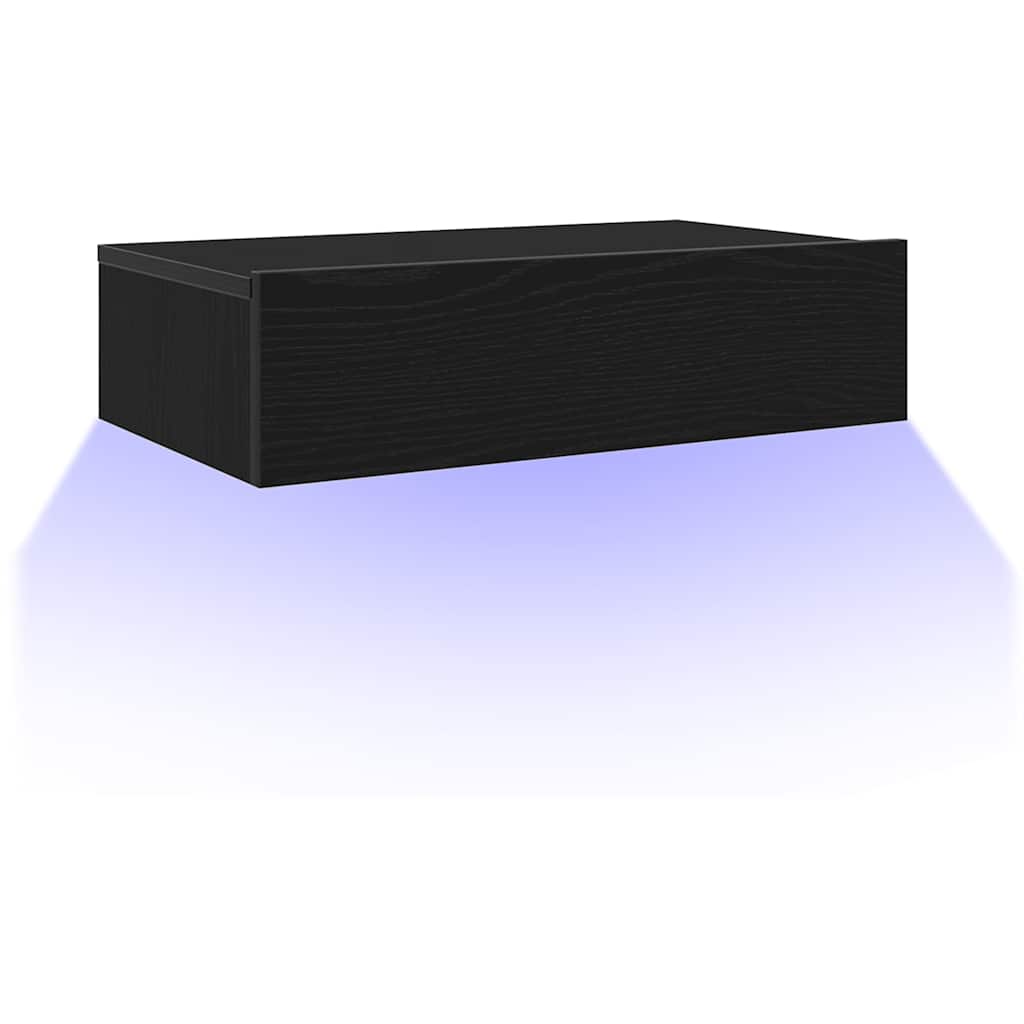 TV-skab med LED-lys sort egetræ 60x35x15,5 cm