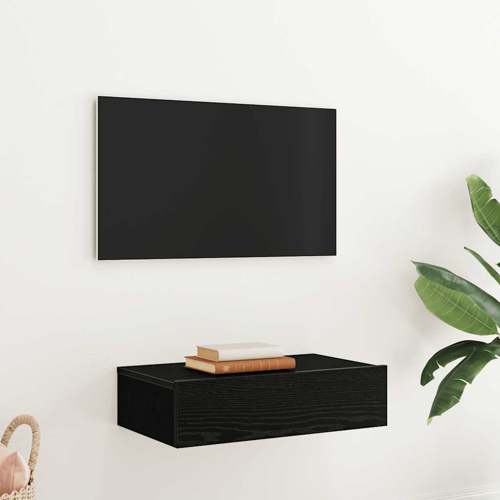 TV-skab med LED-lys sort egetræ 60x35x15,5 cm