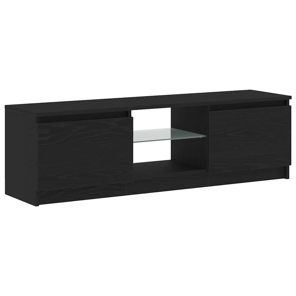 tv-bord med LED-lys 120x30x36 cm konstrueret træ sort egetræ