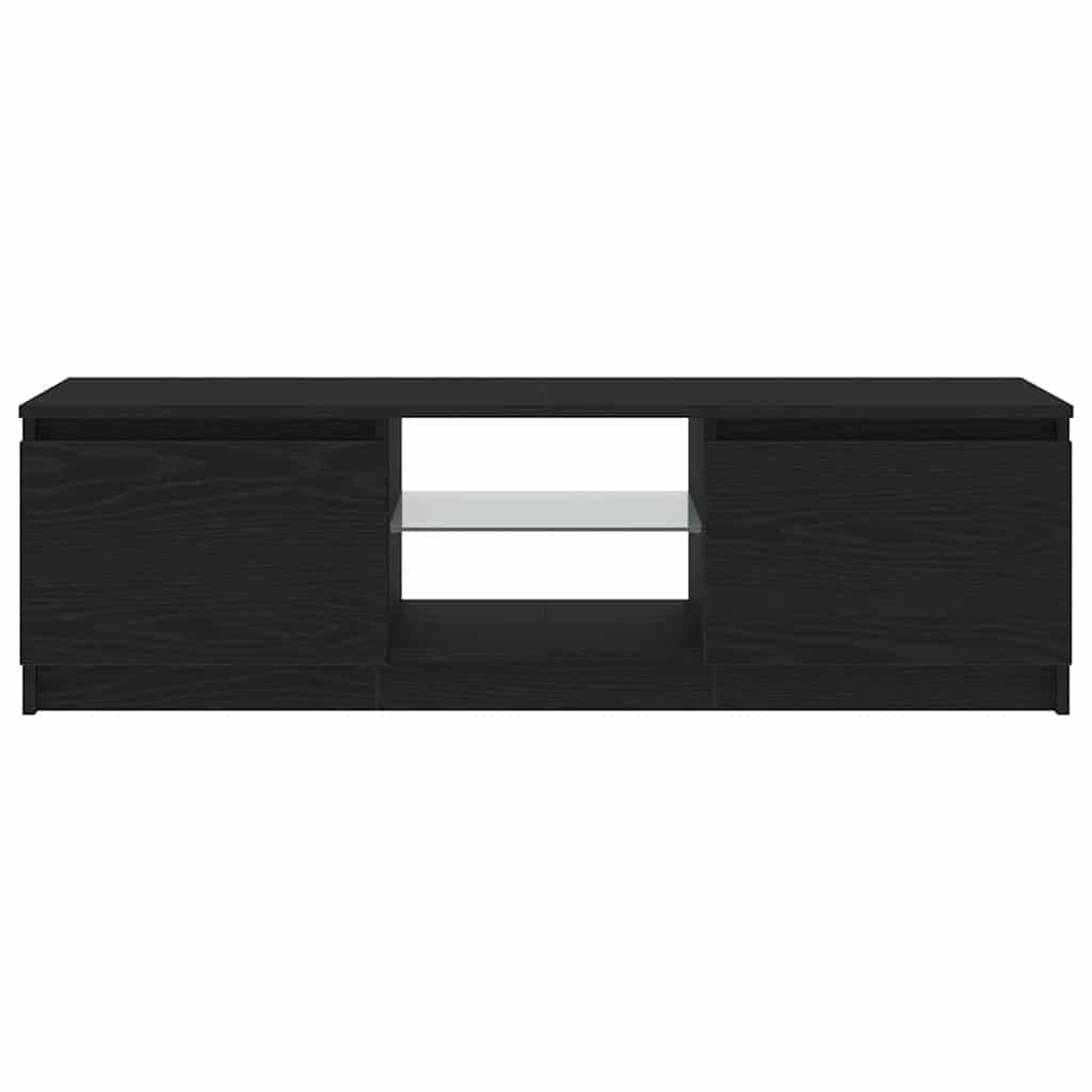 tv-bord med LED-lys 120x30x36 cm konstrueret træ sort egetræ