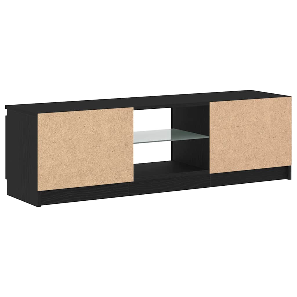 tv-bord med LED-lys 120x30x36 cm konstrueret træ sort egetræ