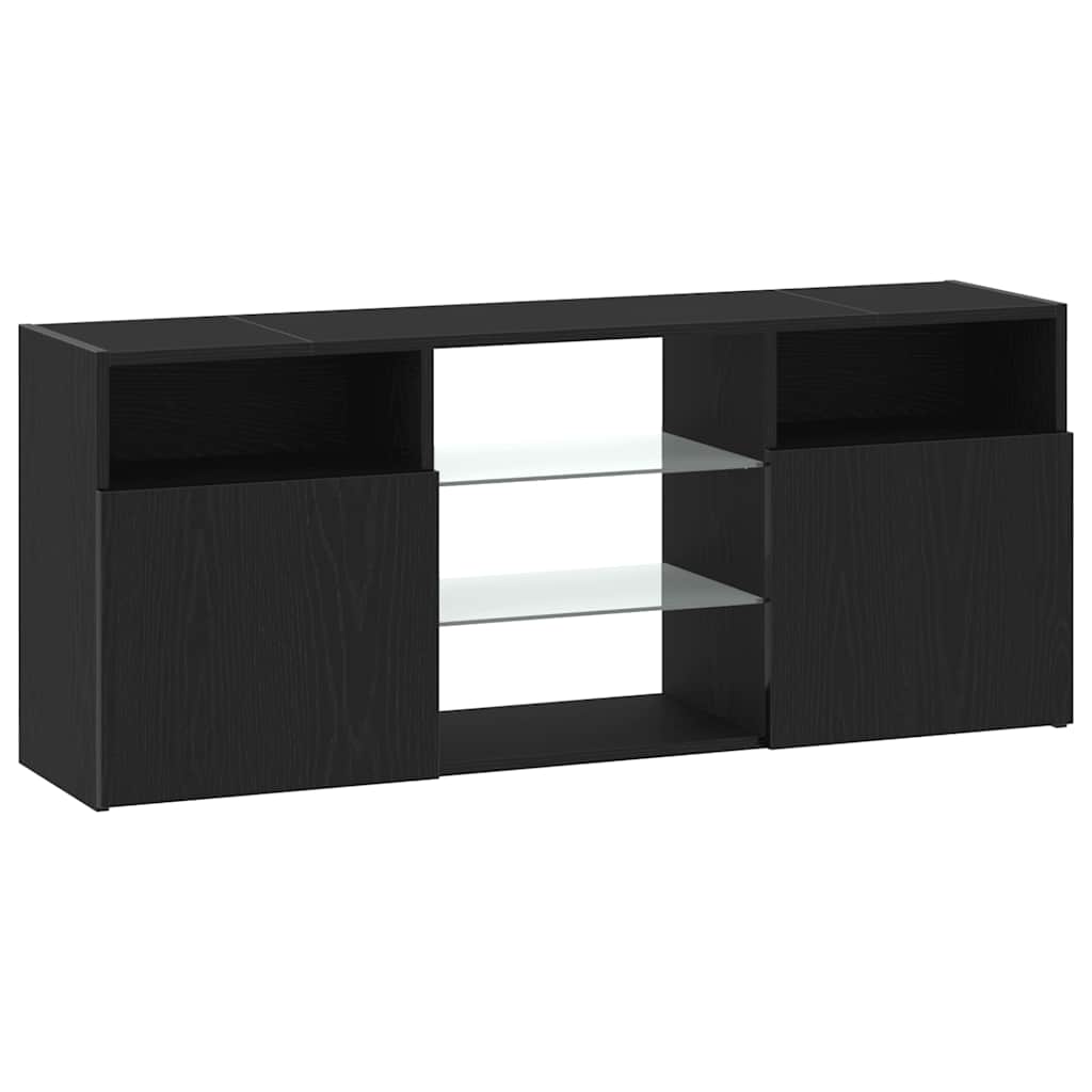 tv-bord med LED-lys 120x30x50 cm konstrueret træ sort egetræ