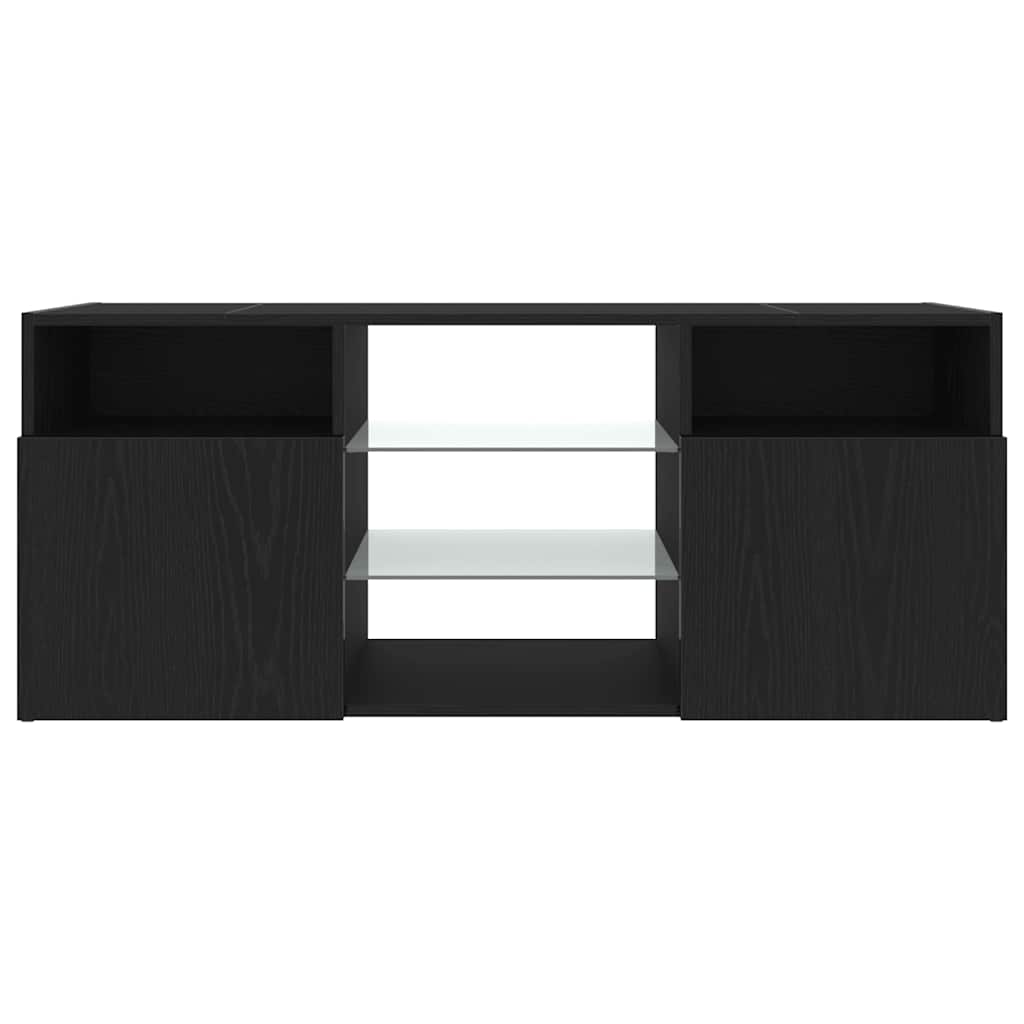 tv-bord med LED-lys 120x30x50 cm konstrueret træ sort egetræ
