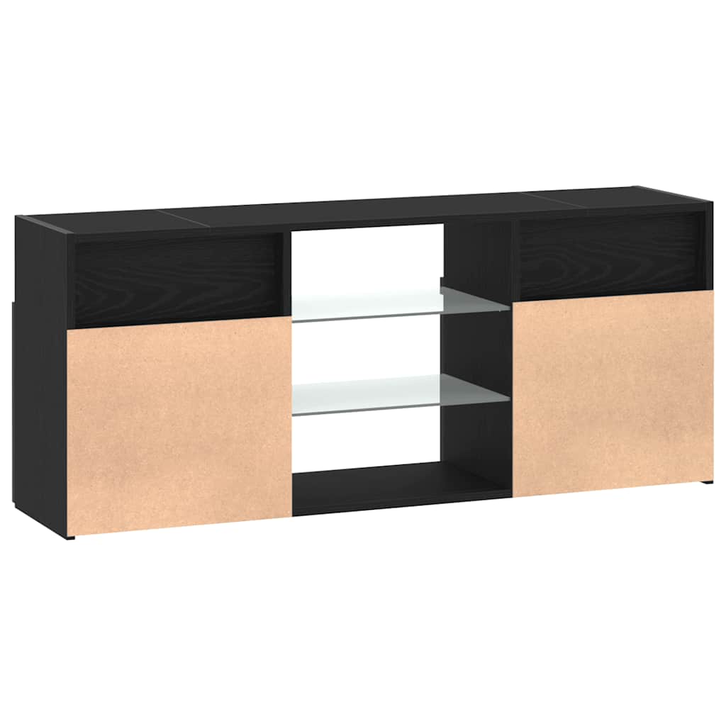 tv-bord med LED-lys 120x30x50 cm konstrueret træ sort egetræ