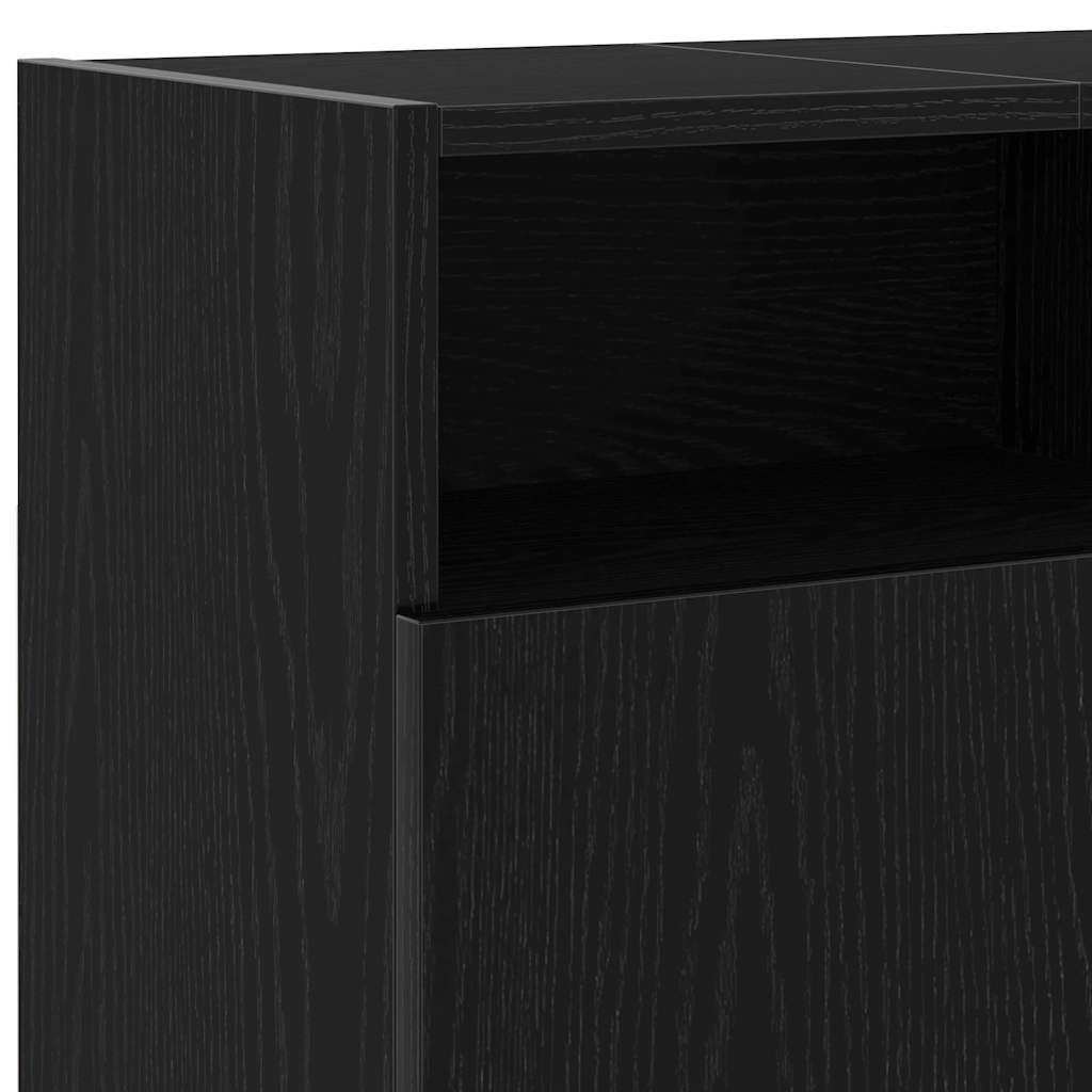 tv-bord med LED-lys 120x30x50 cm konstrueret træ sort egetræ