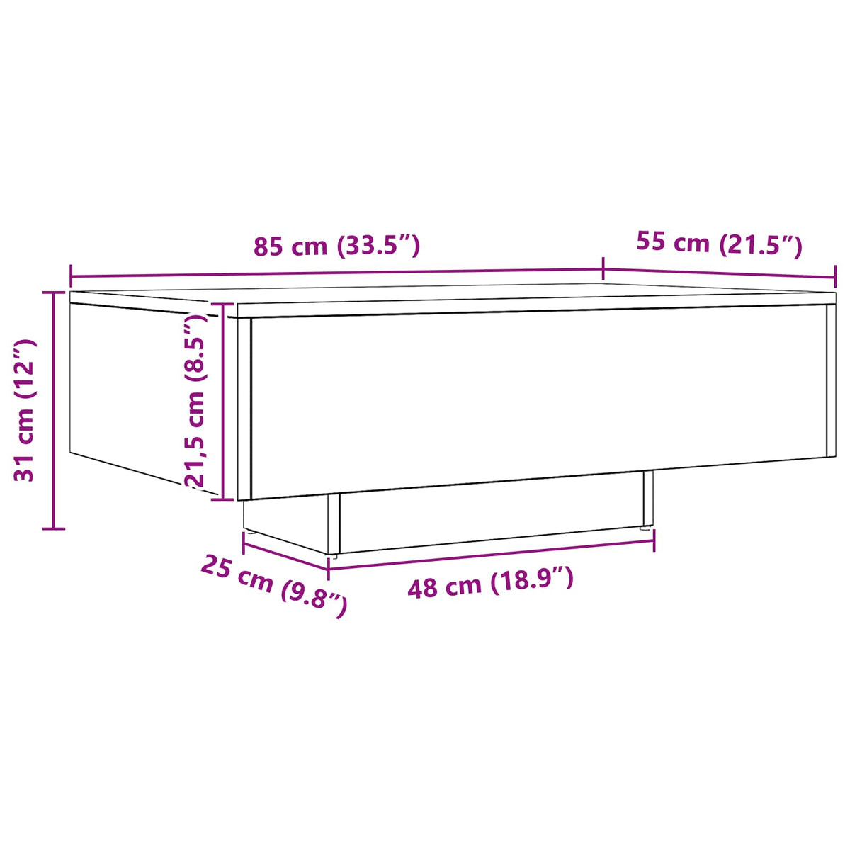 Sofabord Sort eg 85 x 55 x 31 cm