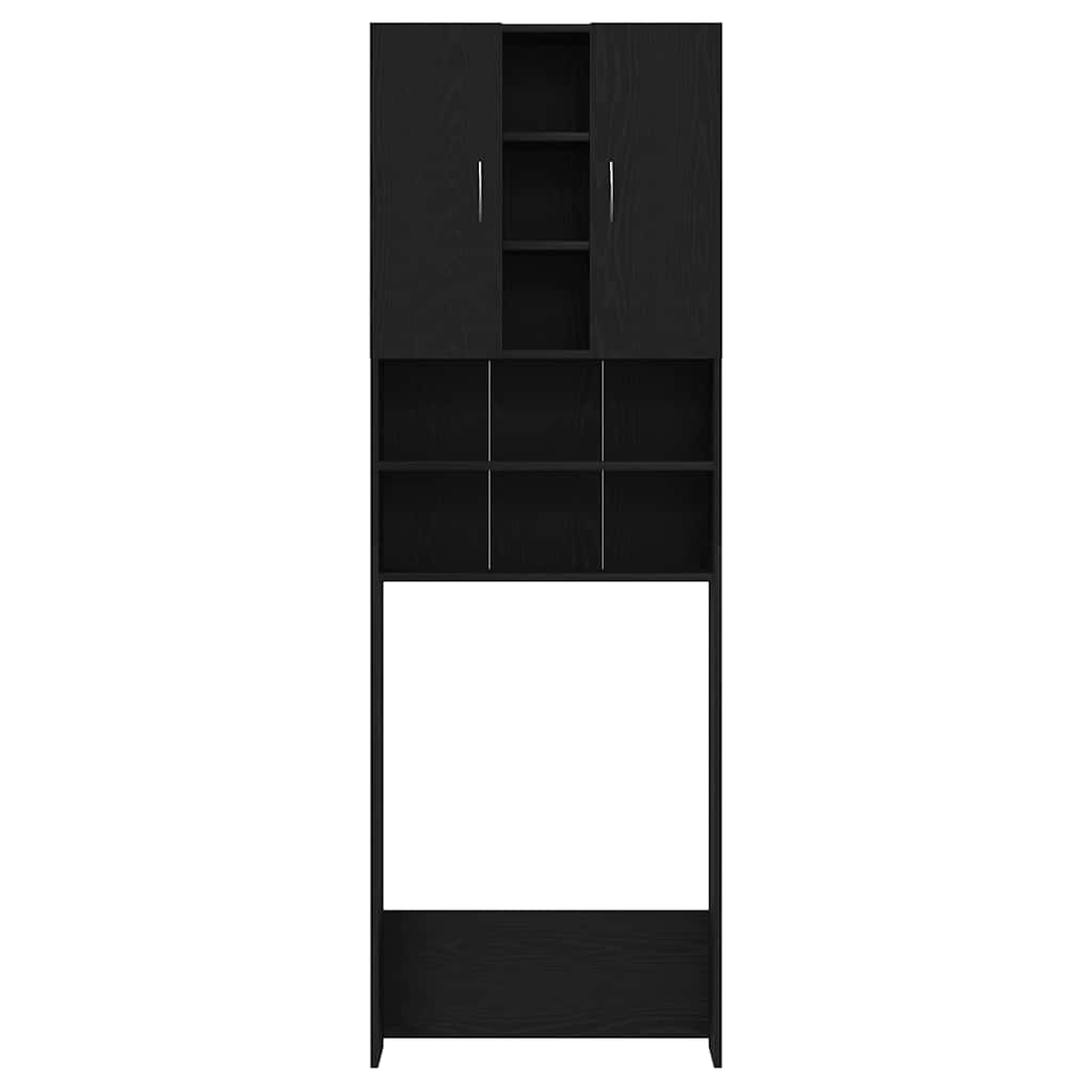 vaskemaskineskab 64x25,5x190 cm sort egetræsfarve