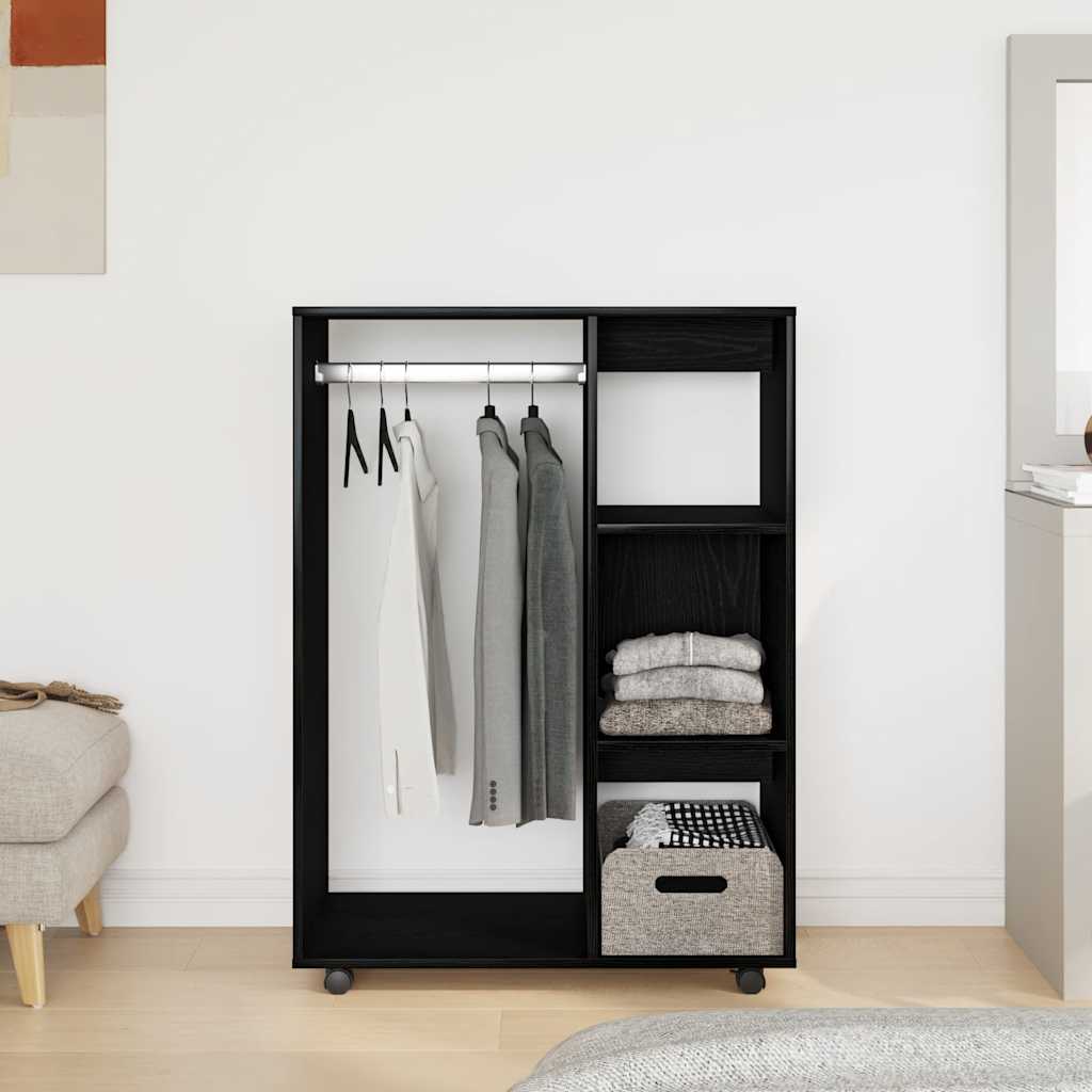 garderobe sort egetræ 80x40x110 cm konstrueret træ