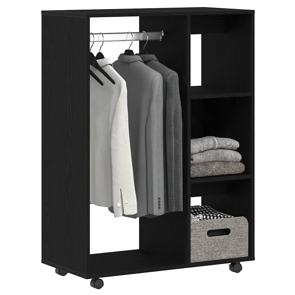garderobe sort egetræ 80x40x110 cm konstrueret træ