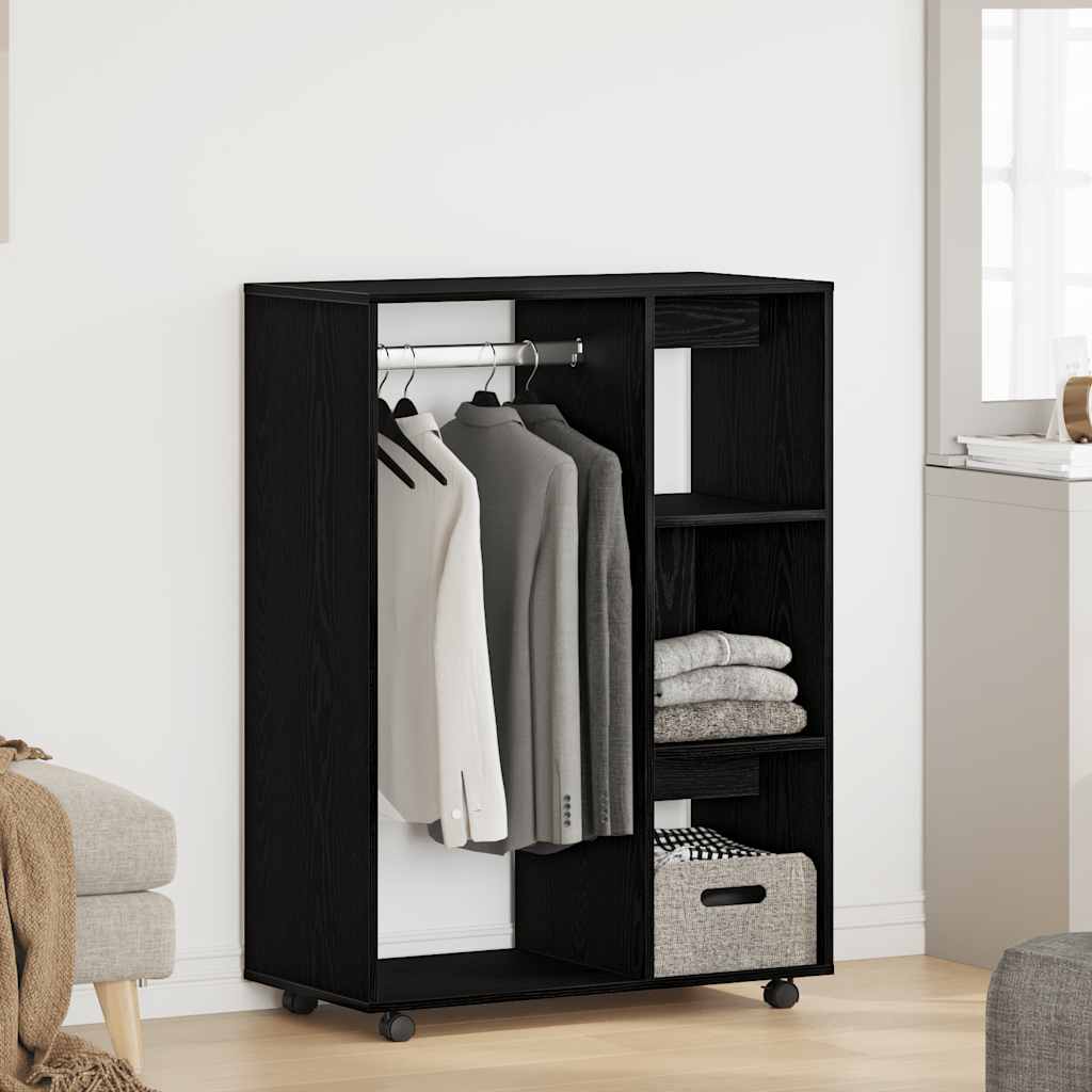 garderobe sort egetræ 80x40x110 cm konstrueret træ