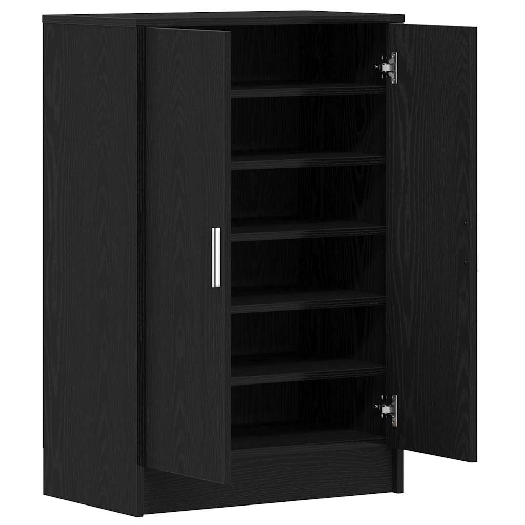 skoskab 60x35x92 cm konstrueret træ sort egetræ