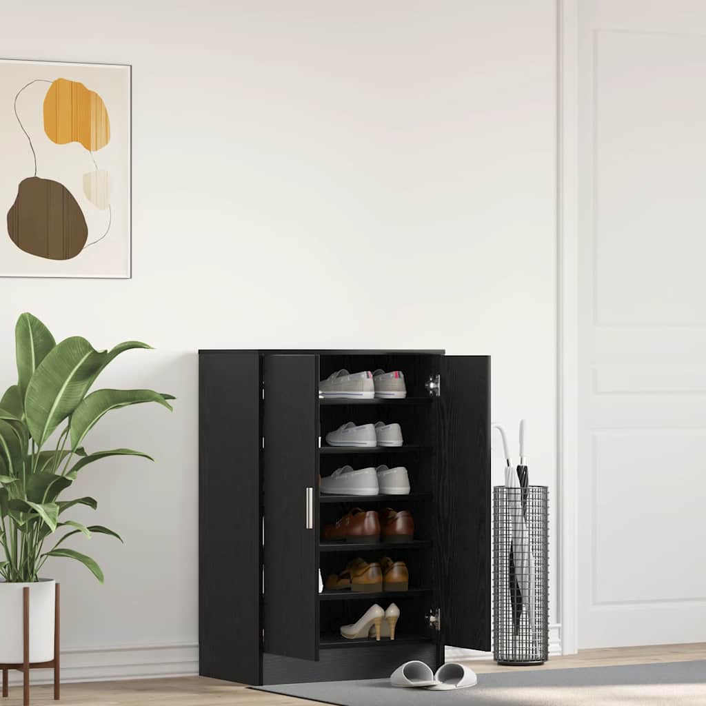 skoskab 60x35x92 cm konstrueret træ sort egetræ