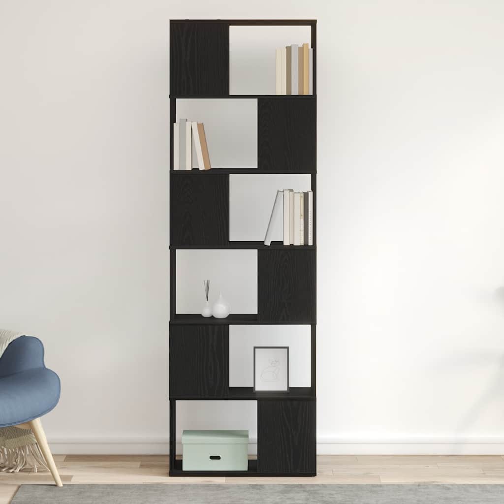 bogreol/rumdeler 60x24x186 cm sort egetræ