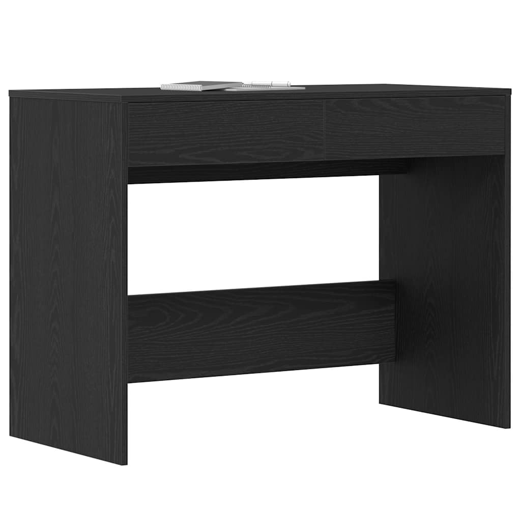 skrivebord 101x50x76,5 cm konstrueret træ sort egetræsfarve