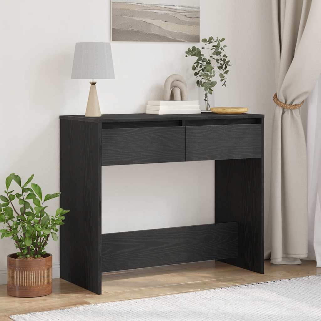 konsolbord 89x41x76,5 cm konstrueret træ sort egetræsfarve