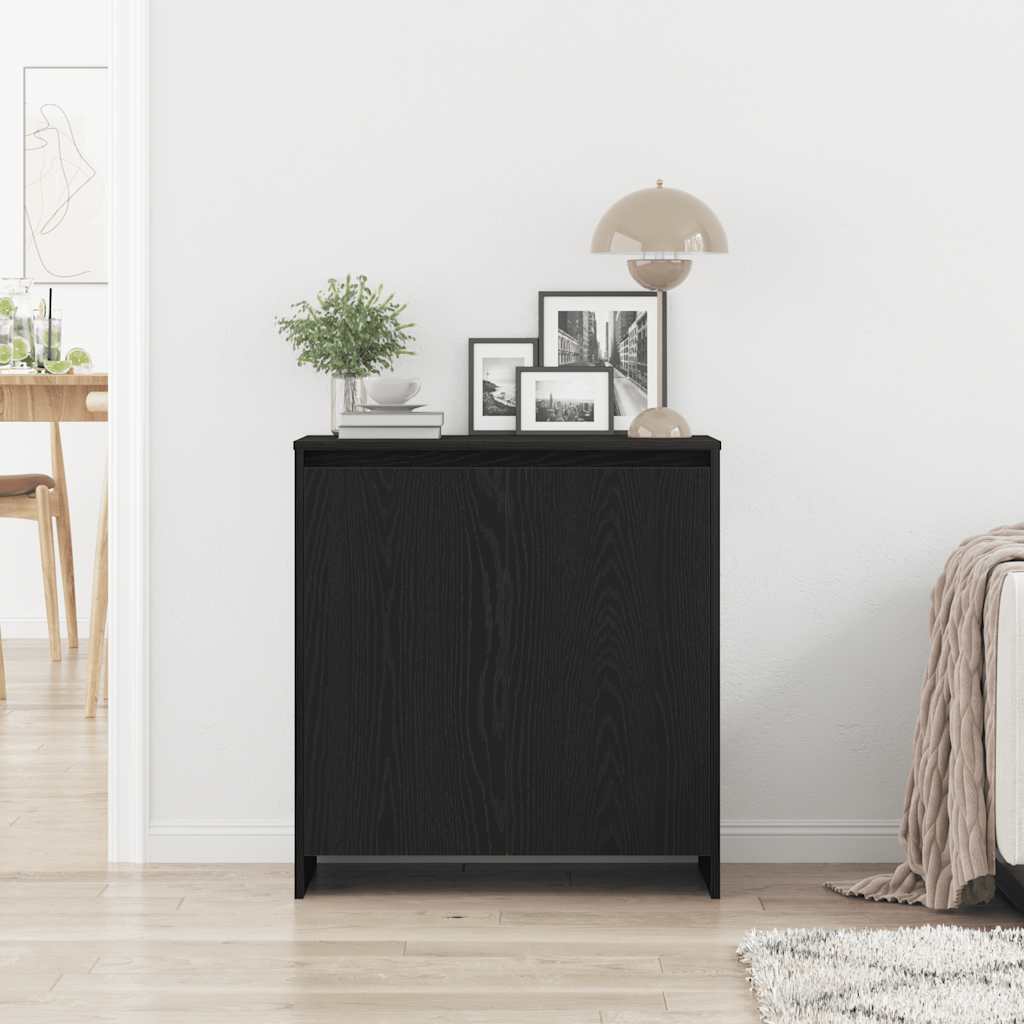 skænk sort egetræ 70x41x75 cm konstrueret træ