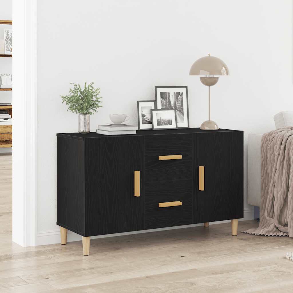 skænk 100x36x60 cm konstrueret træ sort egetræsfarve