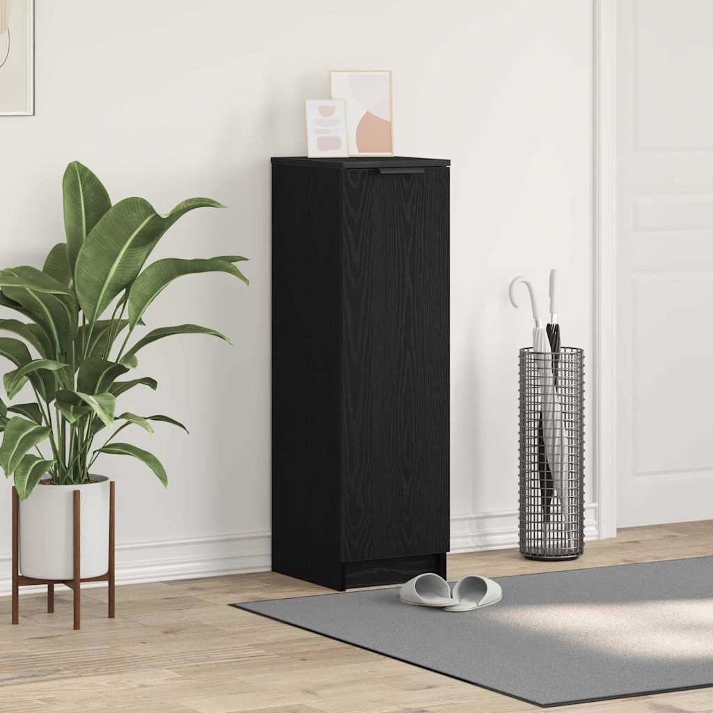 Sko skab med hylde Sort eg 29,5 x 35 x 101 cm Konstrueret træ