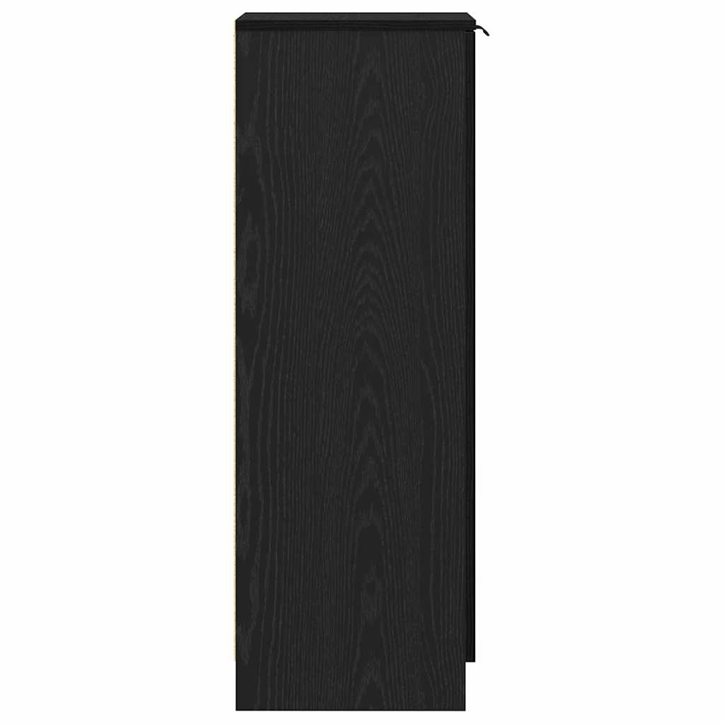Sko skab med hylde Sort eg 29,5 x 35 x 101 cm Konstrueret træ
