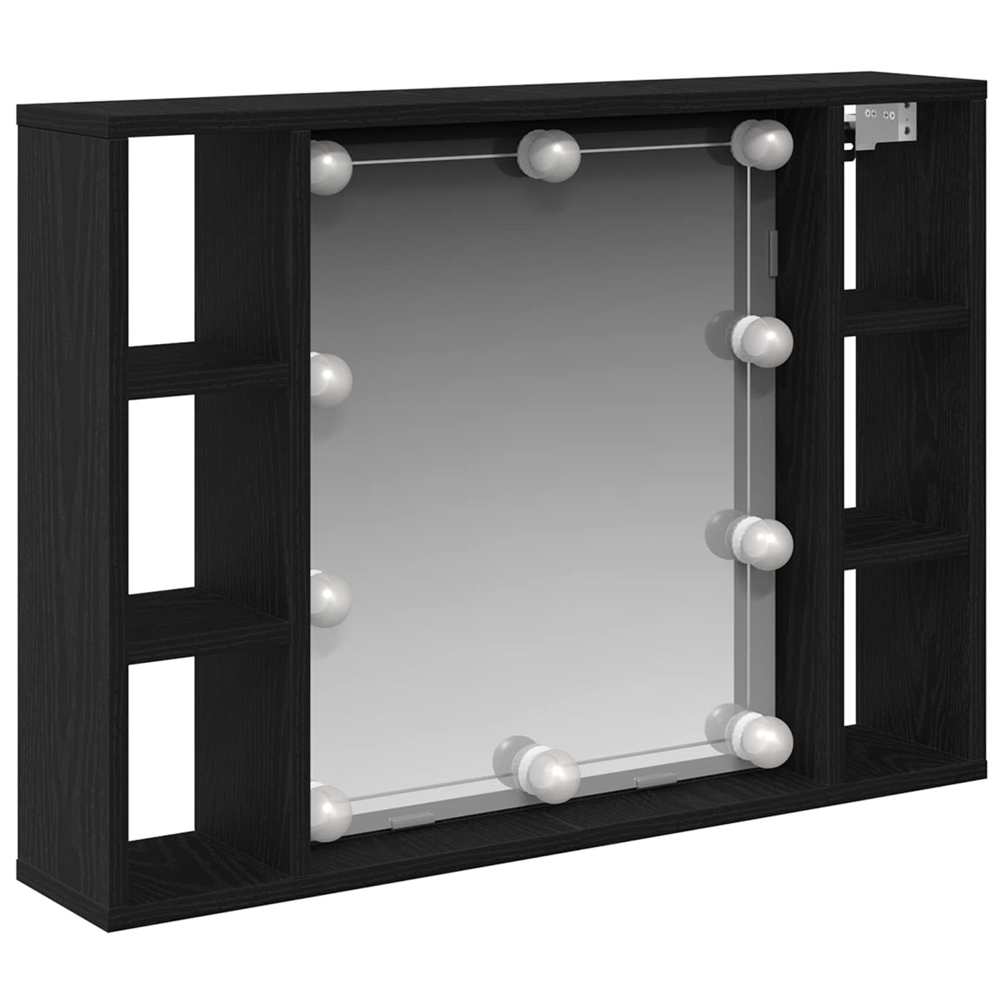 Spejlskab med spejllys Sort eg 76 x 15 x 55 cm Konstrueret træ