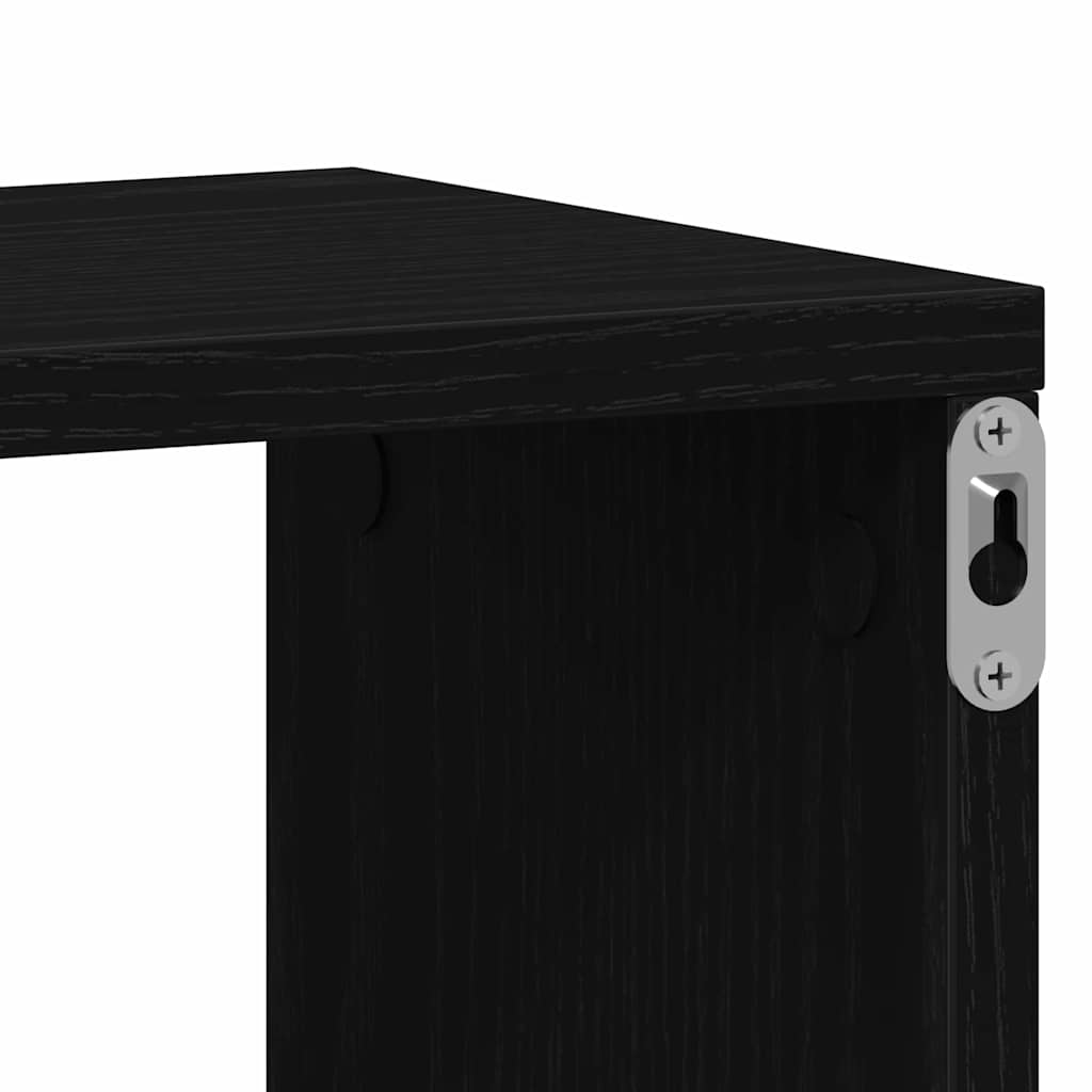 Væghylde med hylde Sort eg 85 x 16 x 52,5 cm Konstrueret træ