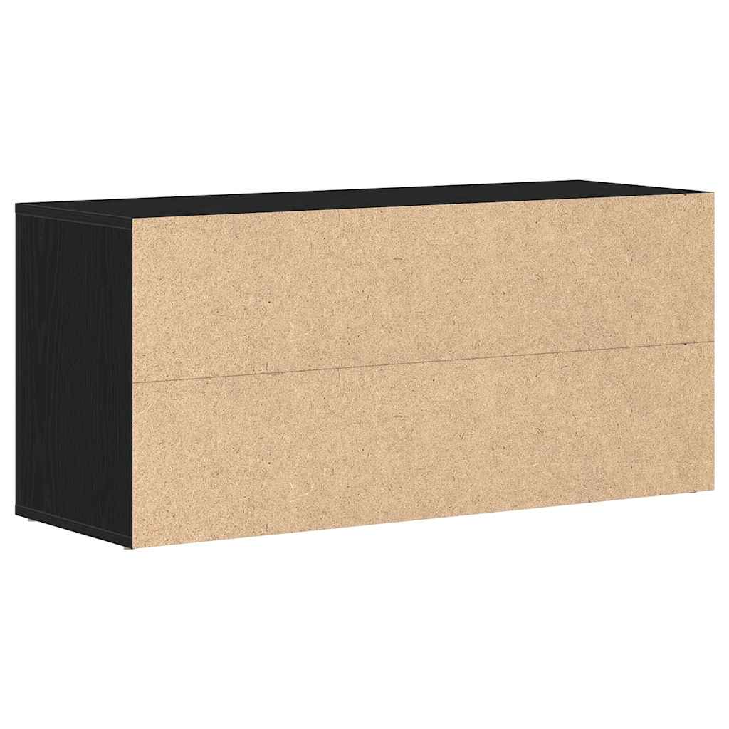 skobænk sort egetræ 100x35x45 cm konstrueret træ