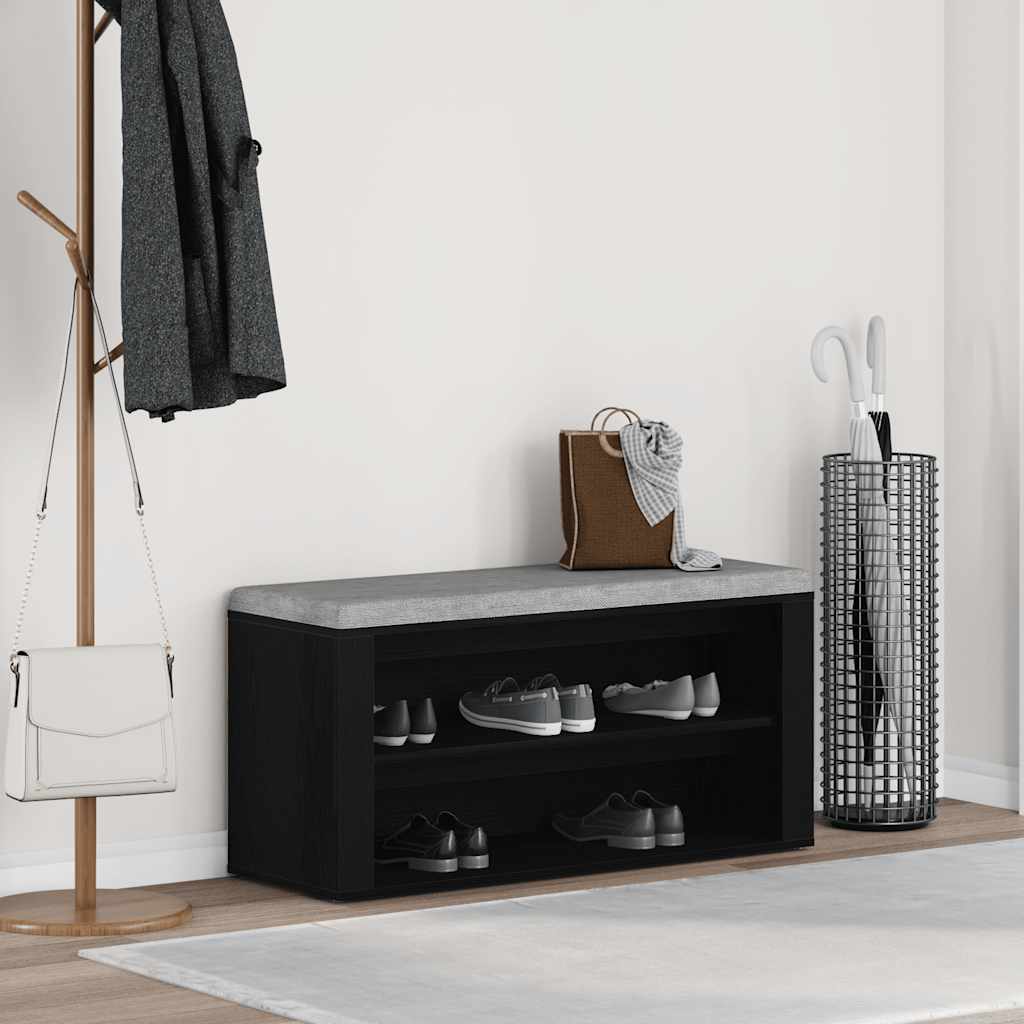 skobænk sort egetræ 100x35x45 cm konstrueret træ