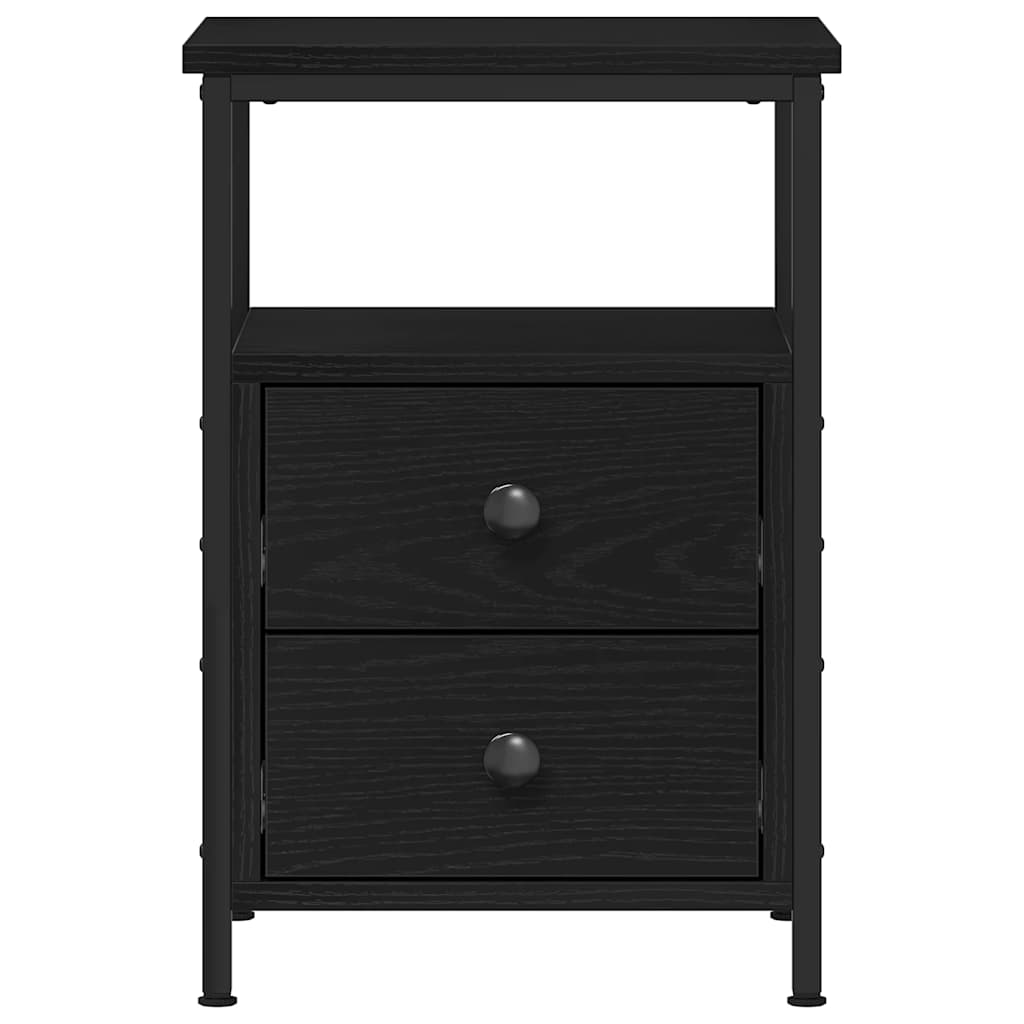 sengeborde 2 stk. sort eg 34x35,5x50 cm konstrueret træ