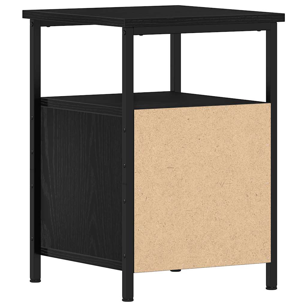 sengeborde 2 stk. sort eg 34x35,5x50 cm konstrueret træ