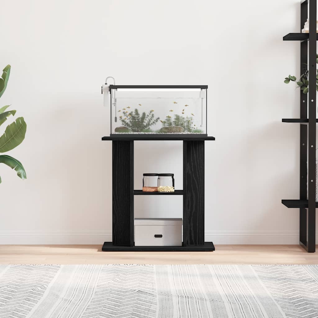 akvariestativ sort egetræ 60x30x60 cm konstrueret træ