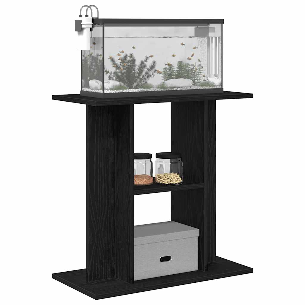 akvariestativ sort egetræ 60x30x60 cm konstrueret træ