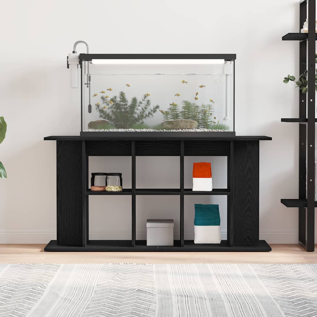 akvariestativ sort egetræ 120x40x60 cm konstrueret træ