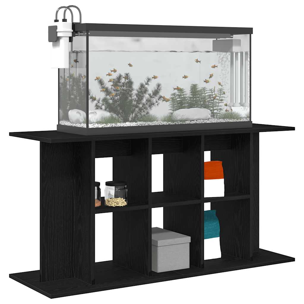 akvariestativ sort egetræ 120x40x60 cm konstrueret træ