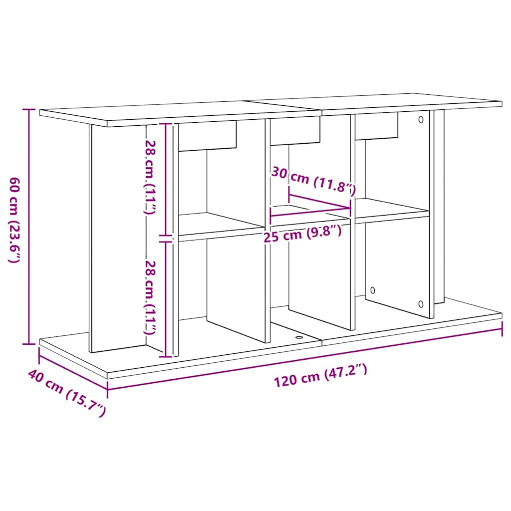 akvariestativ sort egetræ 120x40x60 cm konstrueret træ
