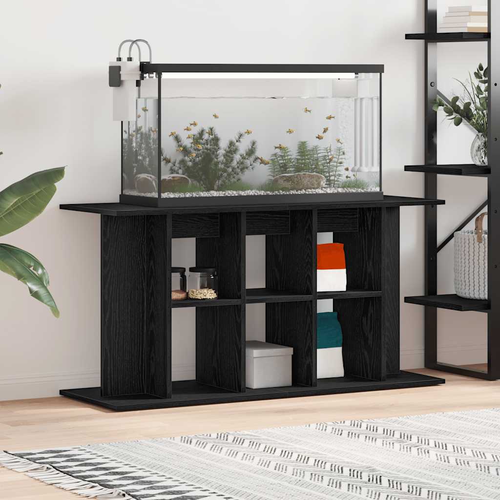 akvariestativ sort egetræ 120x40x60 cm konstrueret træ