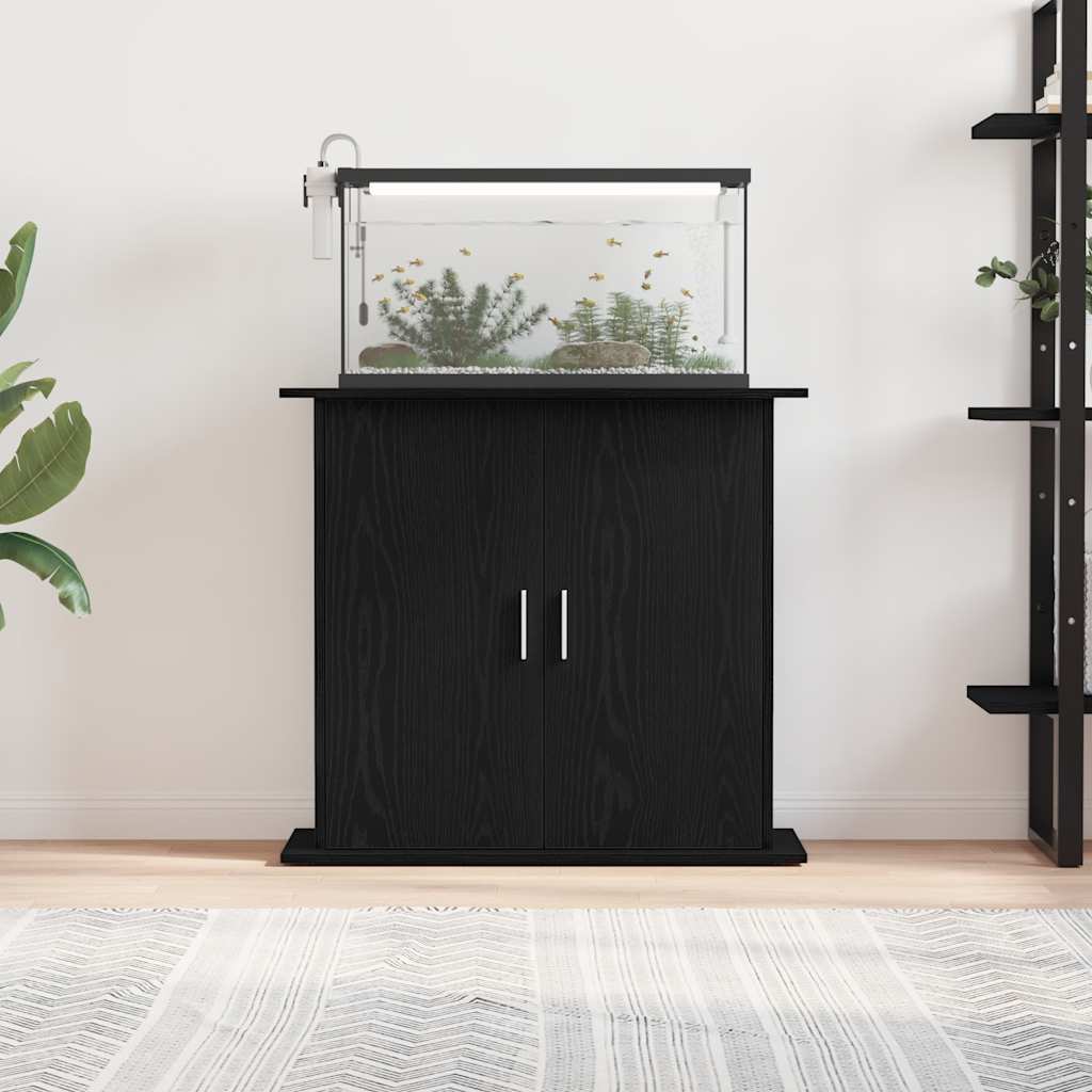 akvariestativ sort egetræ 81x36x73 cm konstrueret træ