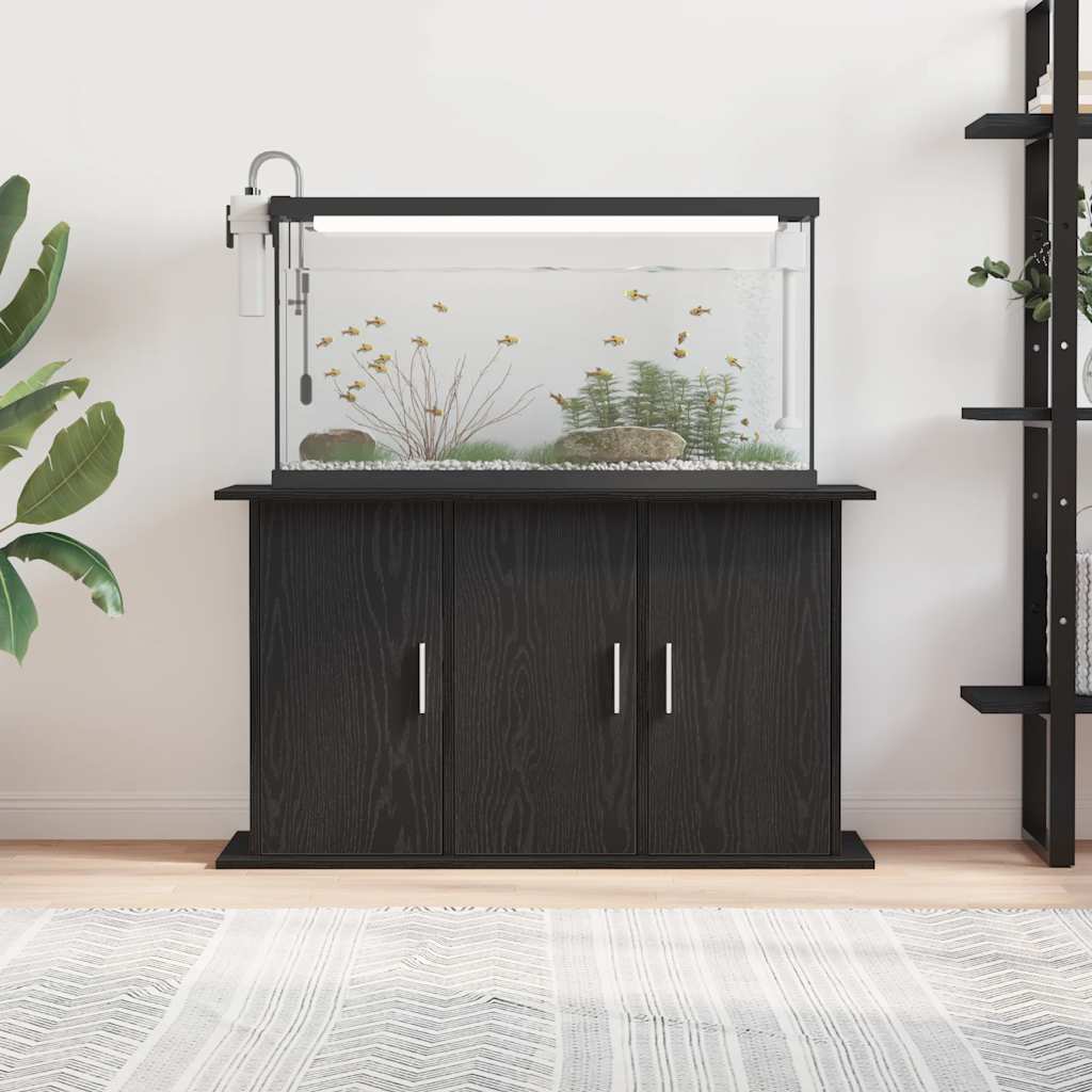 akvariestativ sort egetræ 101x41x58 cm konstrueret træ