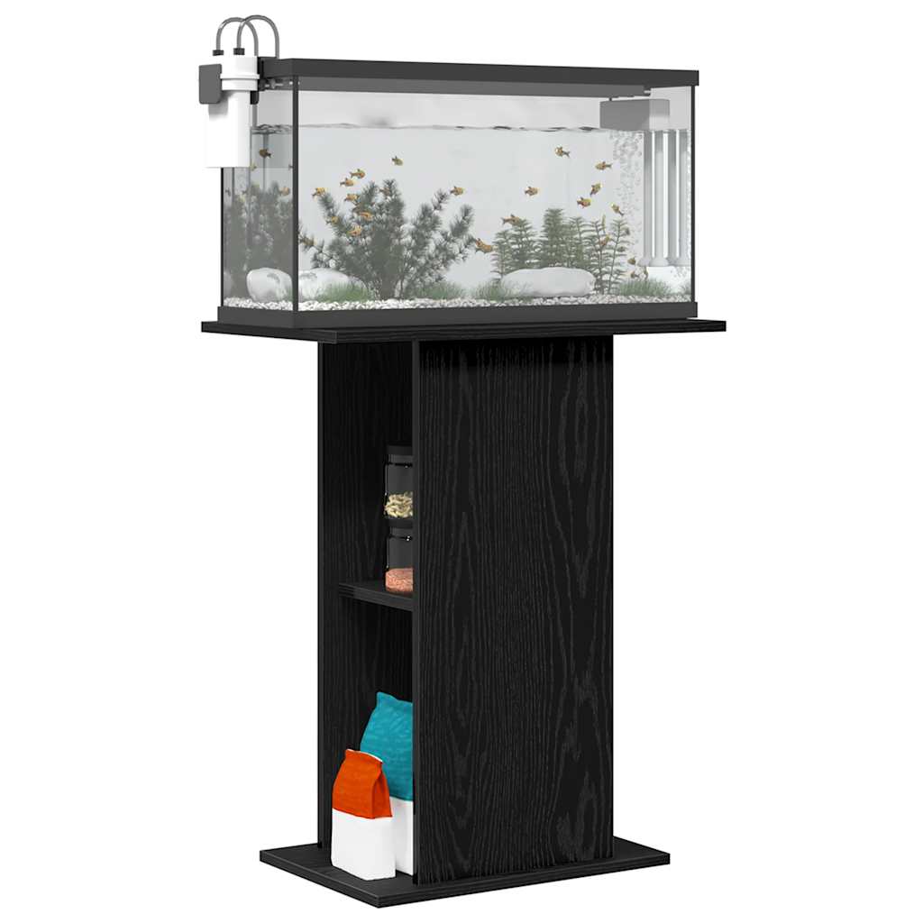 akvariebord 60,5x36x72,5 cm konstrueret træ sort egetræsfarve