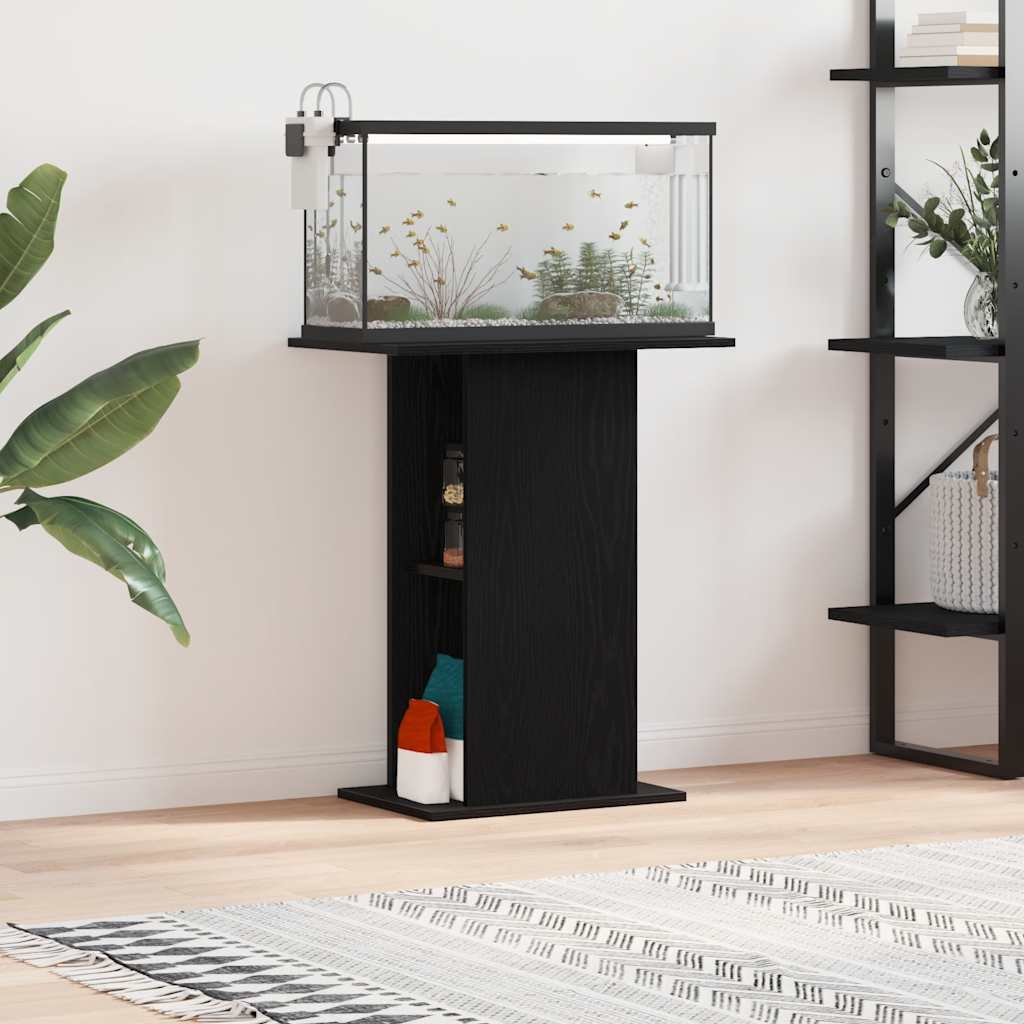 akvariebord 60,5x36x72,5 cm konstrueret træ sort egetræsfarve