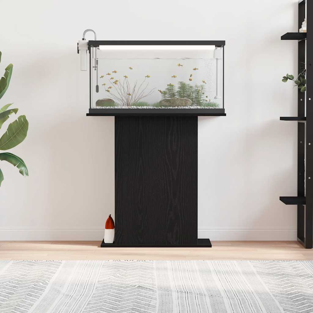 akvariestativ sort egetræ 75x36x72,5 cm konstrueret træ