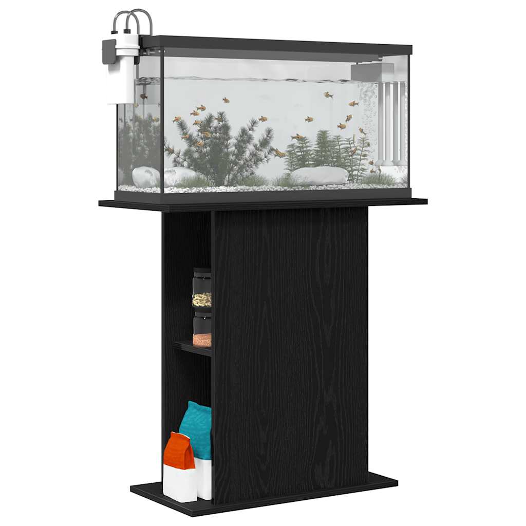 akvariestativ sort egetræ 75x36x72,5 cm konstrueret træ