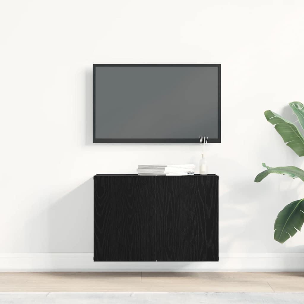 TV-skab sort egetræ 60x30x41 cm konstrueret træ